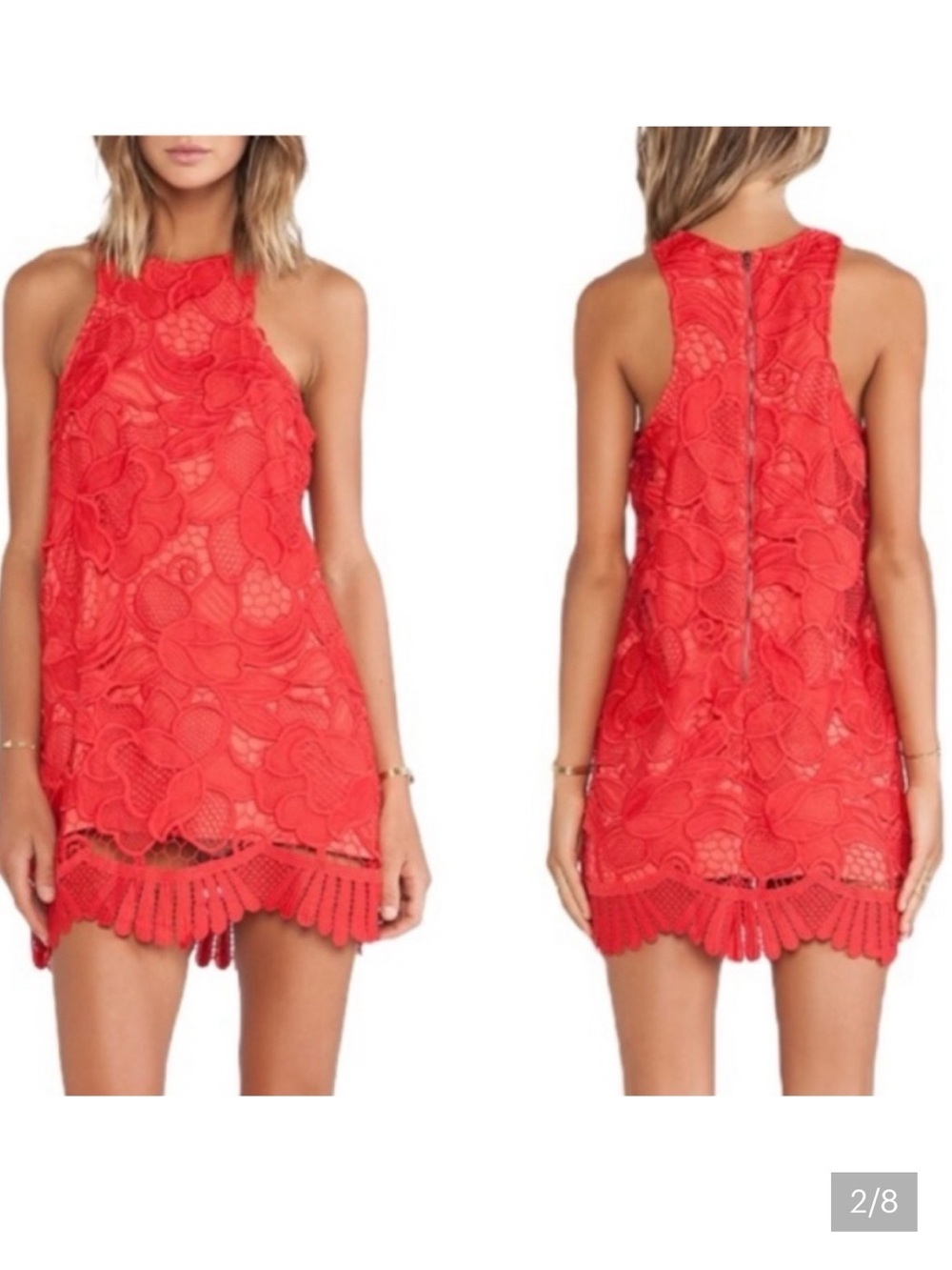 Lovers + Friends Red Crochet Mini Dress